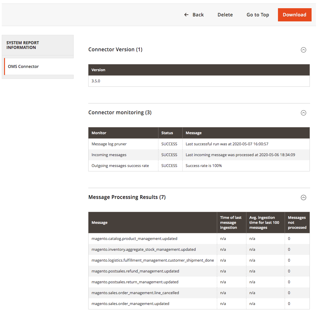 Systembericht der installierten Module
