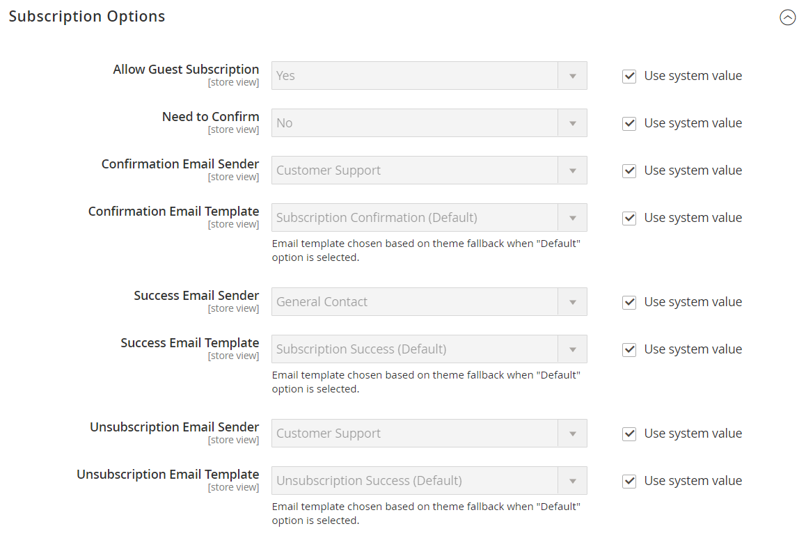 Kundenkonfiguration - Newsletter-Abonnements