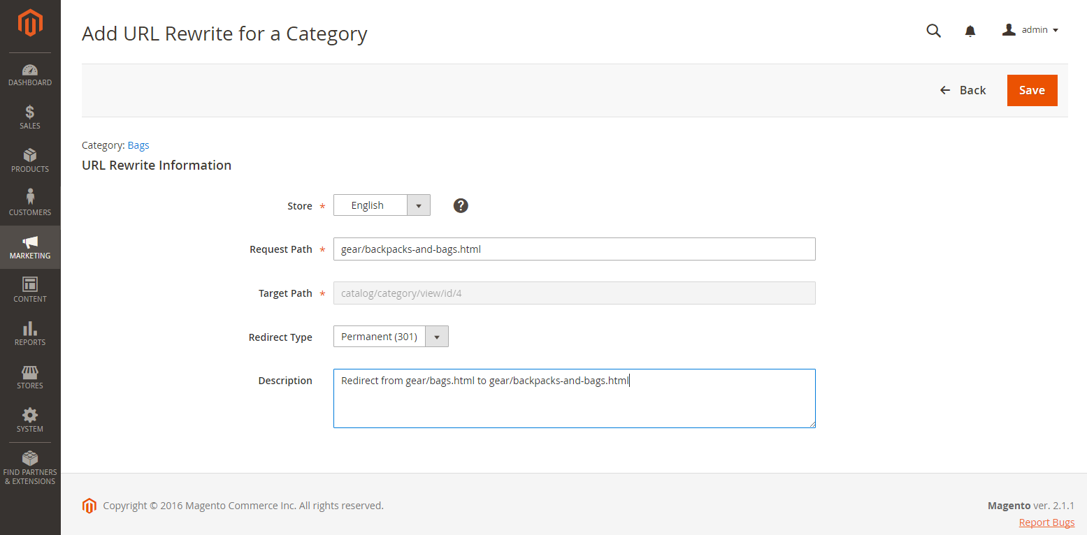 Kategorie URL Rewrite - Einstellungen